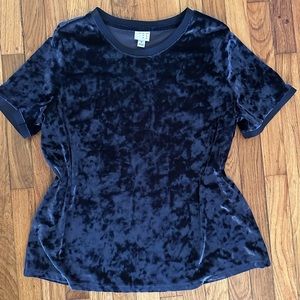 Crushed velvet navy top
